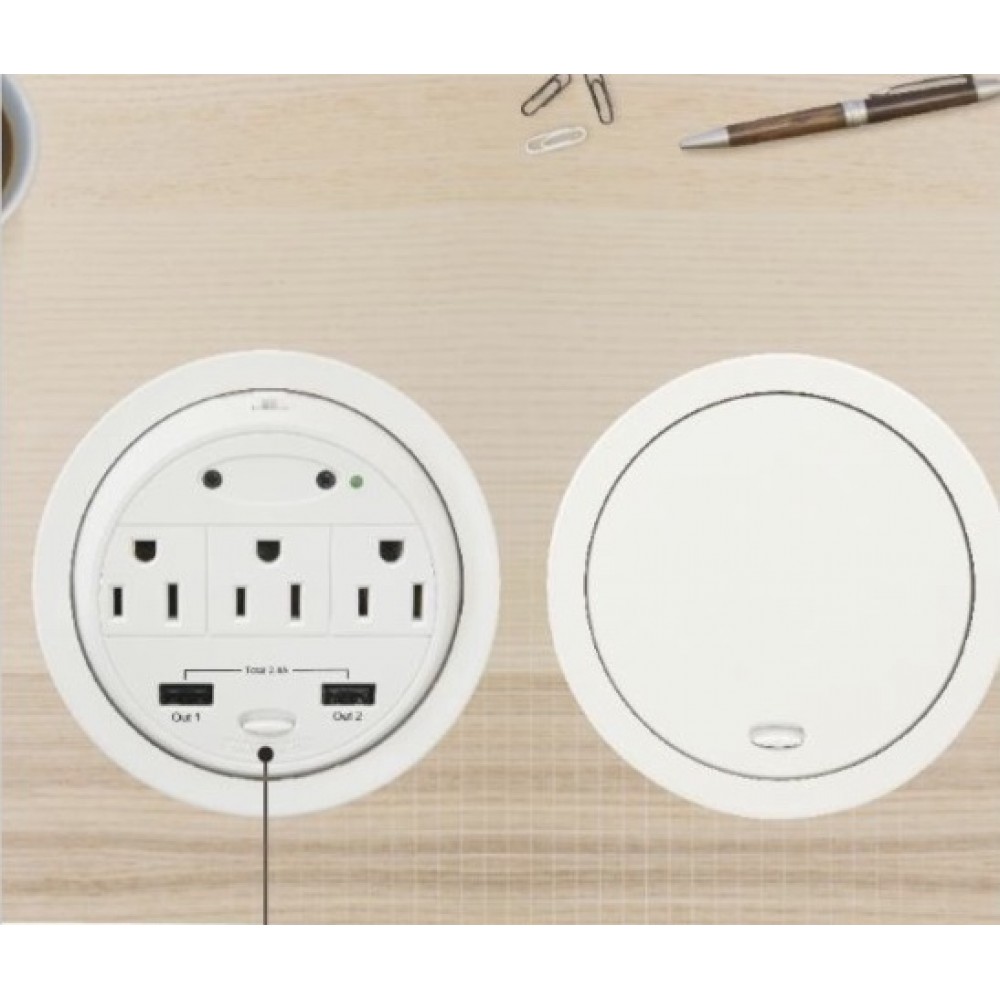 白色圓形隱藏式電源插座 R Box-W