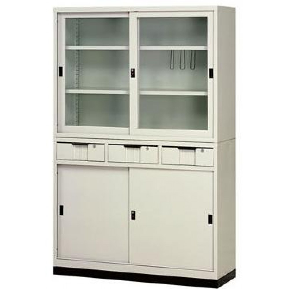 4尺上玻下二門中三屜公文櫃/書櫃  TG43/H43-3D/TB-46