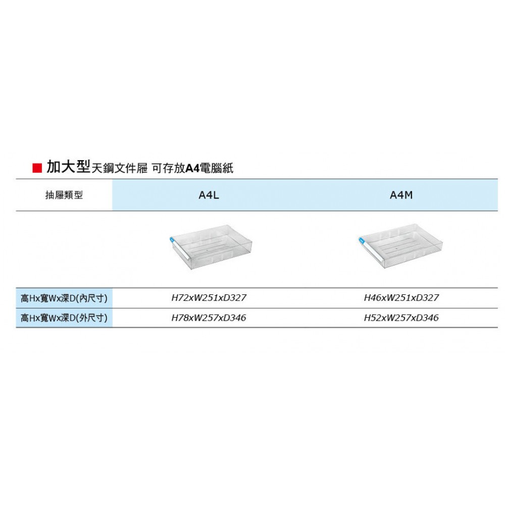 文件箱透明抽屜  A4L