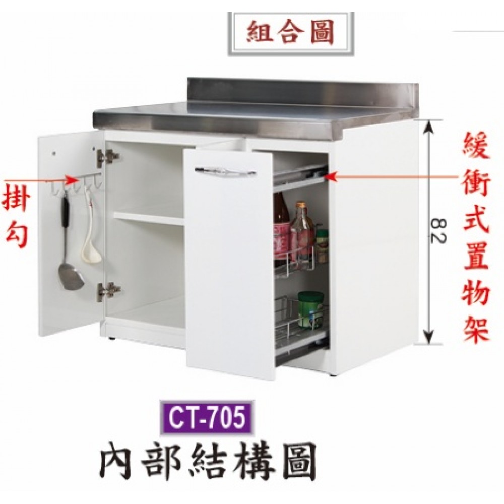 環保塑鋼抽拉/開門流理台  CT-705